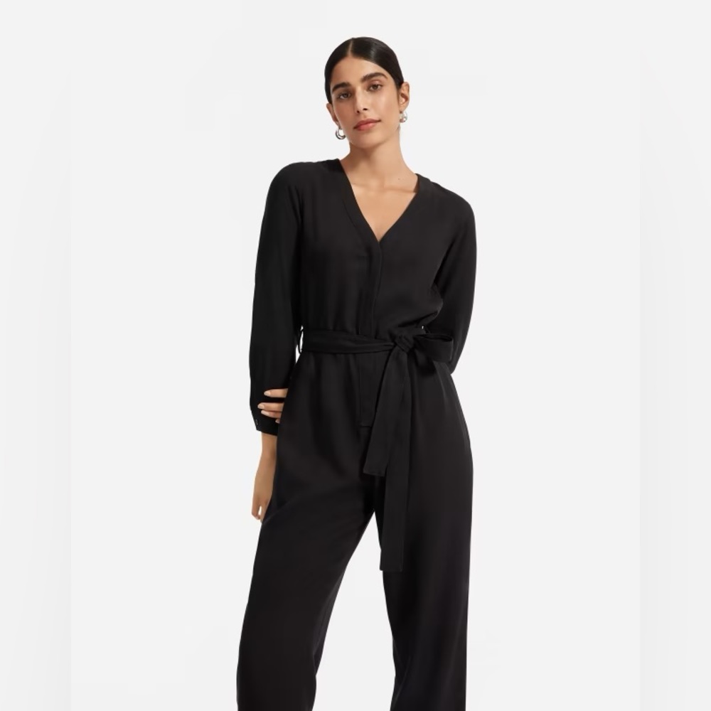 Everlane The Drape Jumpsuit size 8 black EUC